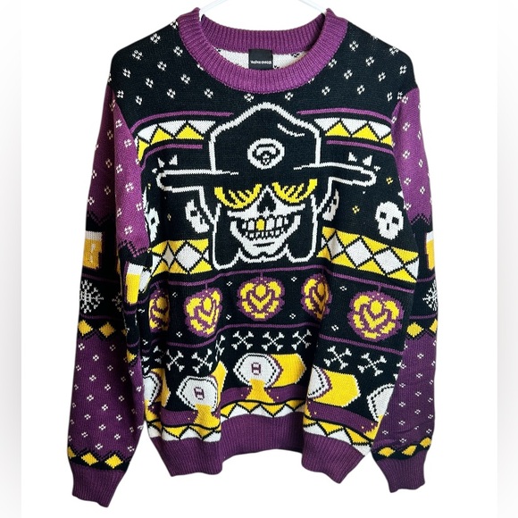 Voodoo Ranger Purple Yellow Crewneck Holiday Sweater Size Medium